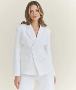 Hot Six Stories Asymmetrical Tailored Jacket - White