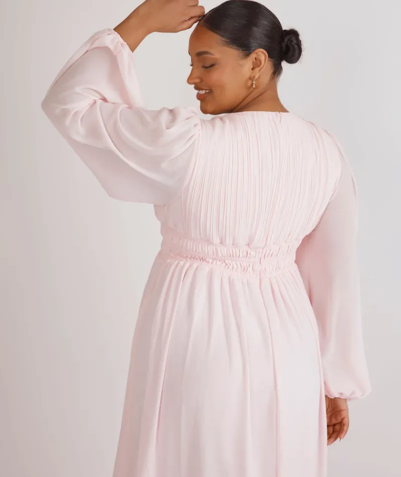 Clearance Six Stories Balloon Sleeve Chiffon Bridesmaid Dress - Pale Pink