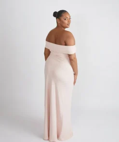 Best Six Stories Bardot Gathered Crepe Bridesmaid Dress - Blush