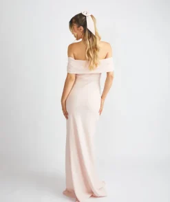 Best Six Stories Bardot Gathered Crepe Bridesmaid Dress - Blush