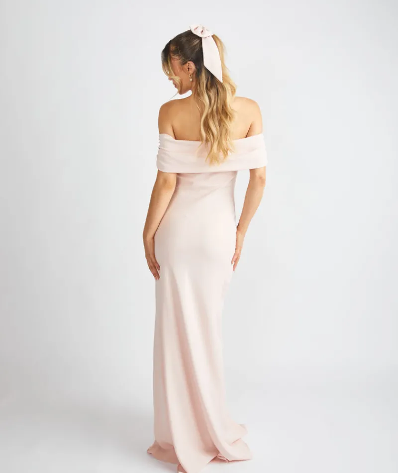 Best Six Stories Bardot Gathered Crepe Bridesmaid Dress - Blush