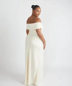 Clearance Six Stories Bardot Gathered Crepe Bridesmaid Dress - Almond