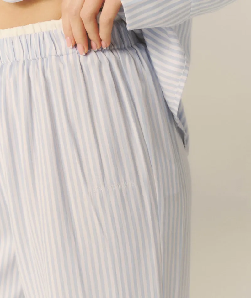 Clearance Six Stories Blue Stripe Boxer Pyjama Trousers - Baby Blue