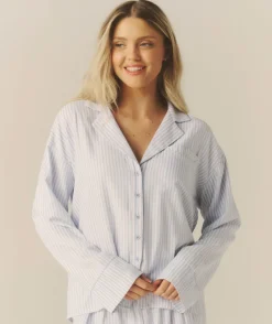 Best Six Stories Blue Stripe Pyjama Shirt - Baby Blue