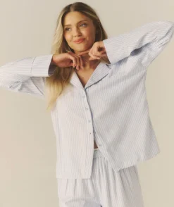 Best Six Stories Blue Stripe Pyjama Shirt - Baby Blue
