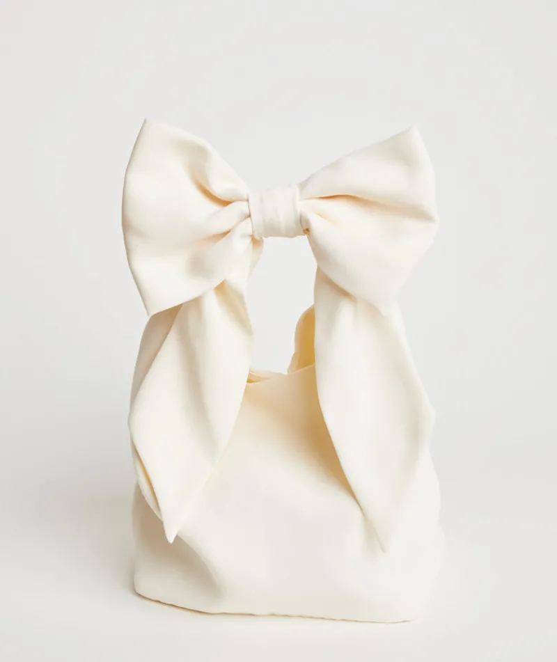 Best Six Stories Bow Detail Crepe Pouch Bag