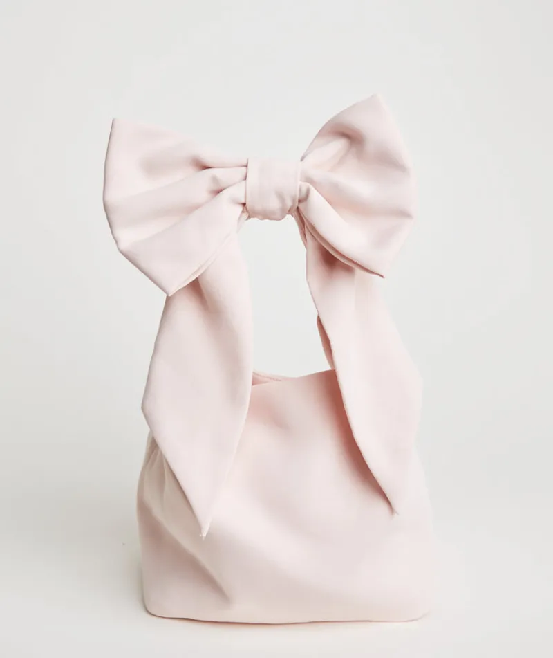 Best Six Stories Bow Detail Crepe Pouch Bag