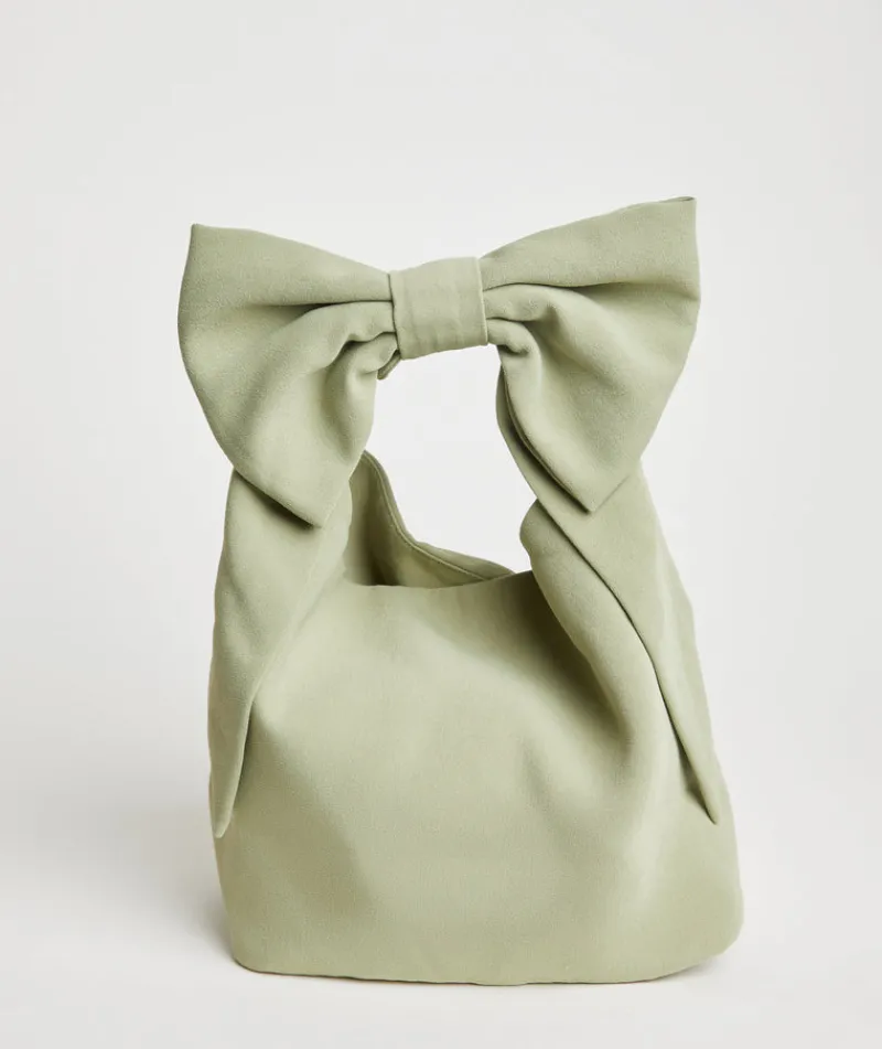 Best Six Stories Bow Detail Crepe Pouch Bag