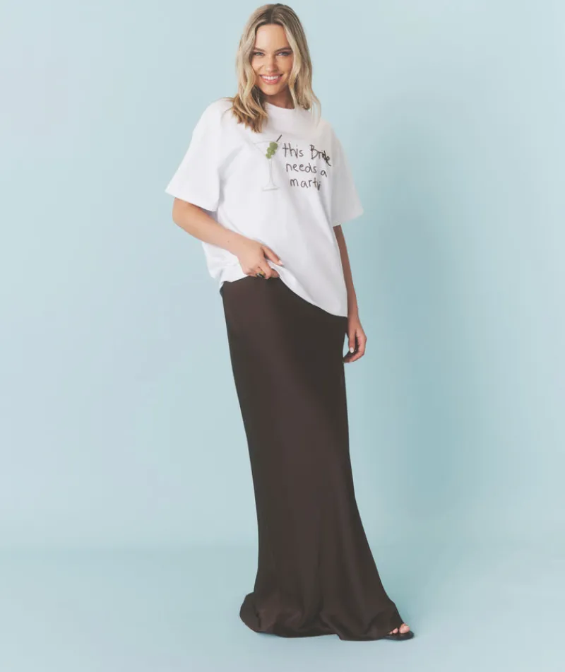 Clearance Six Stories Bride Needs a Martini Beaded Tee - White