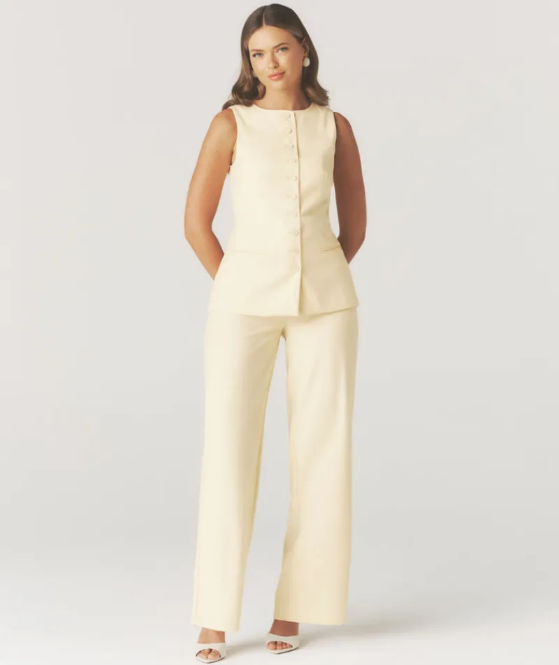 Discount Six Stories Button Through Tailored Waistcoat - Lemon