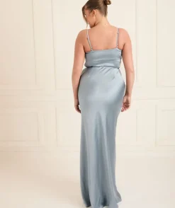 Best Six Stories Cami Cowl Front Satin Bridesmaid Dress - Dusty Blue