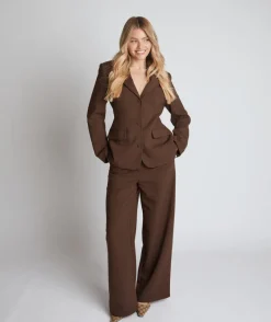 Outlet Six Stories Cinched Waist Blazer - Chocolate Brown