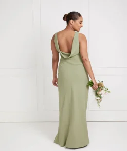 Online Six Stories Cowl Back Crepe Bridesmaid Dress - Sage
