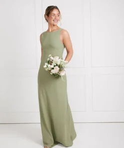 Online Six Stories Cowl Back Crepe Bridesmaid Dress - Sage