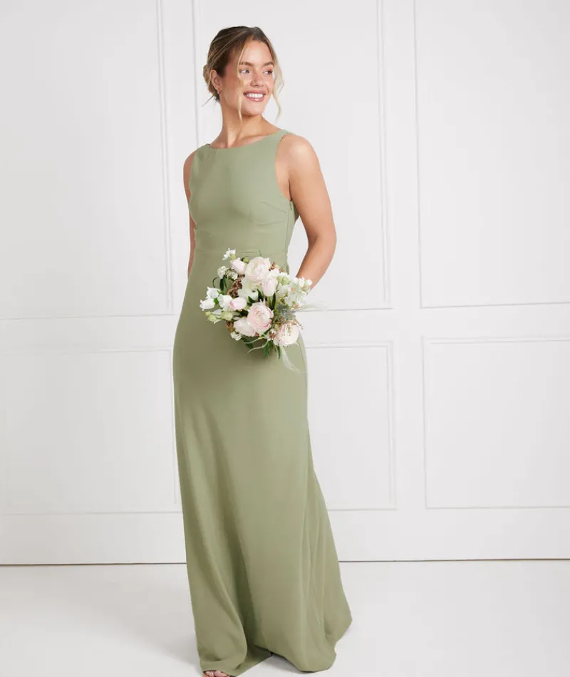 Online Six Stories Cowl Back Crepe Bridesmaid Dress - Sage