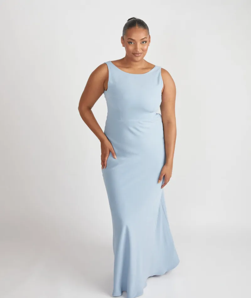 Clearance Six Stories Cowl Back Crepe Bridesmaid Dress - Pale Blue