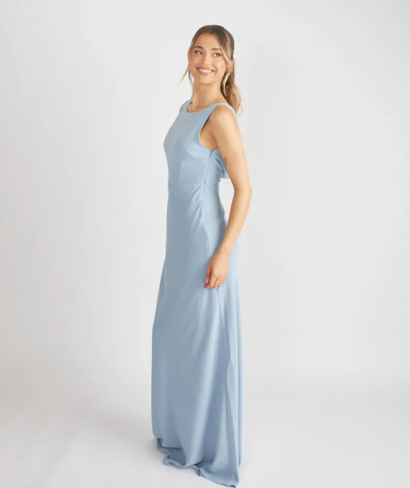 Clearance Six Stories Cowl Back Crepe Bridesmaid Dress - Pale Blue
