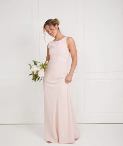 Six Stories Cowl Back Crepe Bridesmaid Dress - Blush