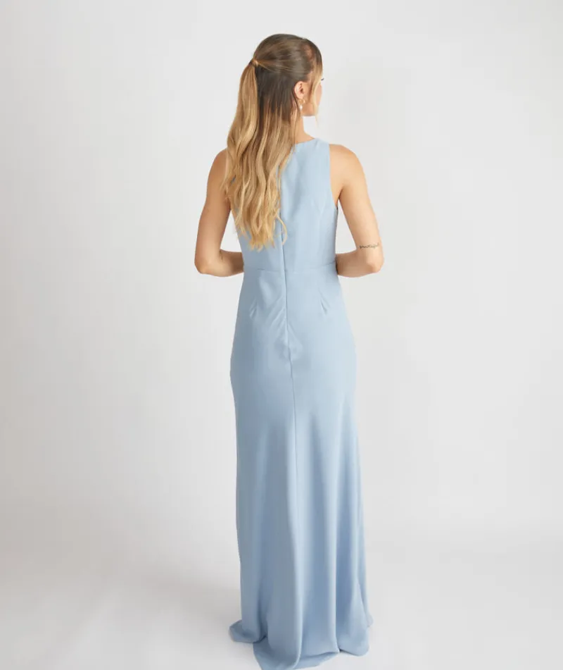 Sale Six Stories Cowl Front Crepe Bridesmaid Dress - Pale Blue