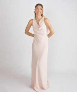 Six Stories Cowl Front Crepe Bridesmaid Dress - Blush