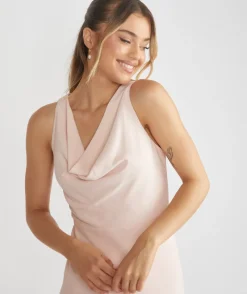 Six Stories Cowl Front Crepe Bridesmaid Dress - Blush
