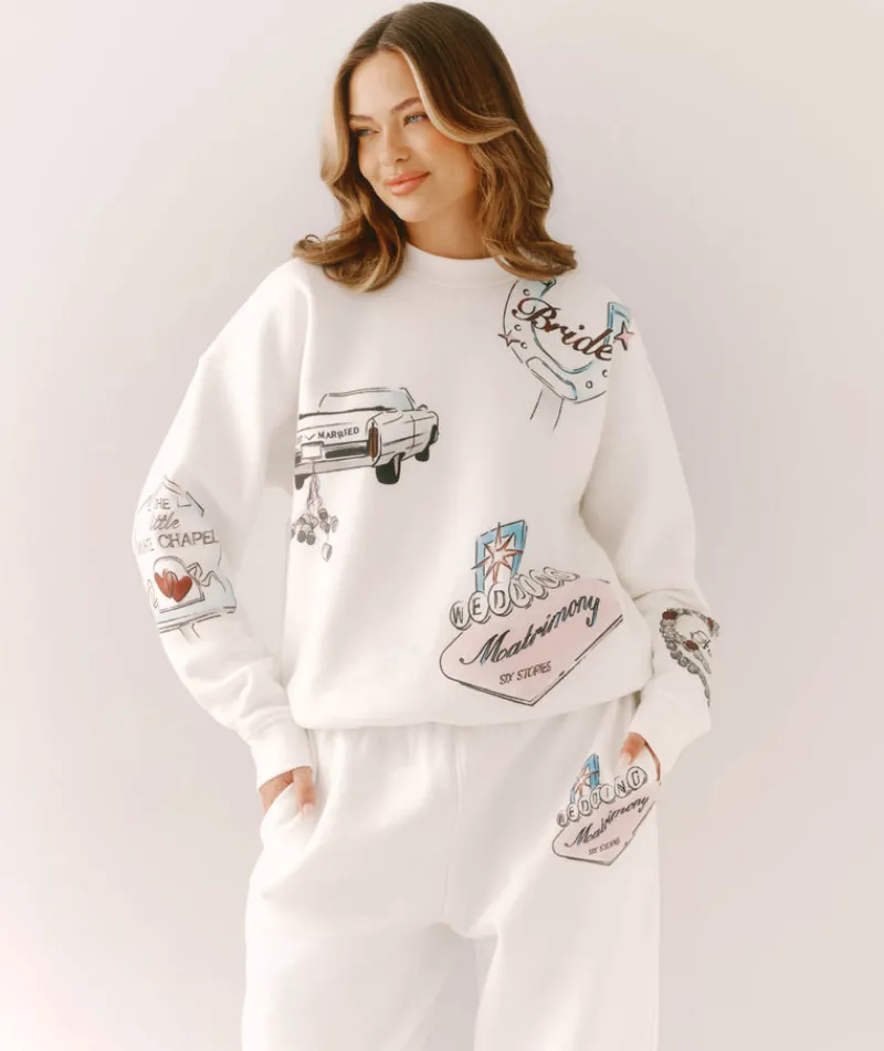 Clearance Six Stories Destination Bride Graphic Sweatshirt - White