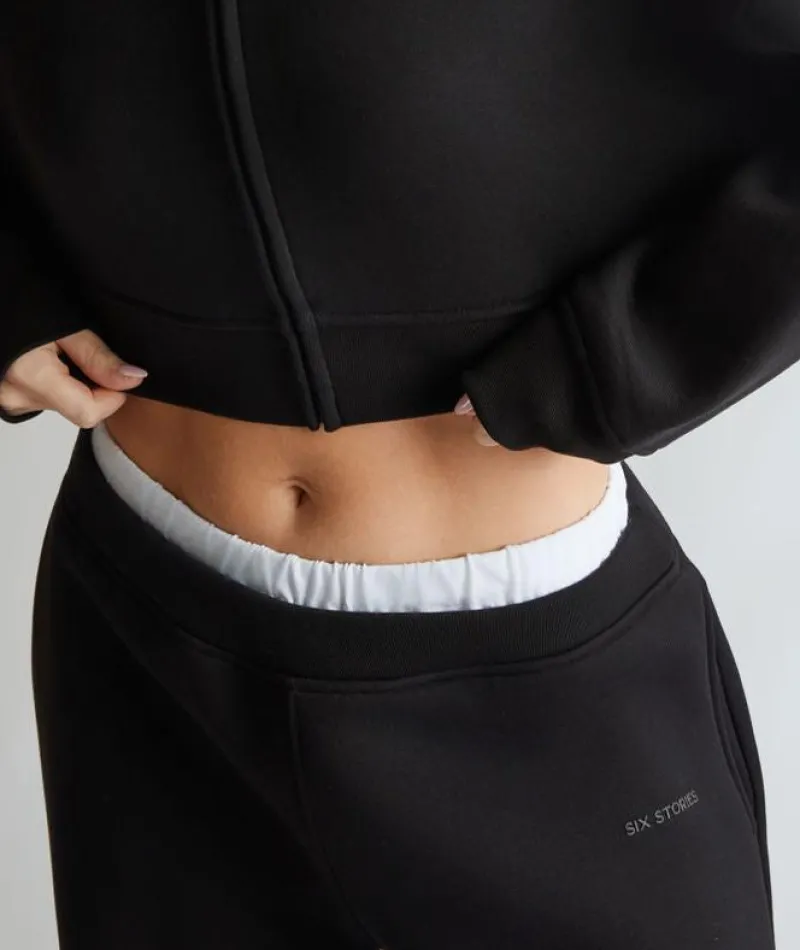 Online Six Stories Double Waistband Joggers - Black