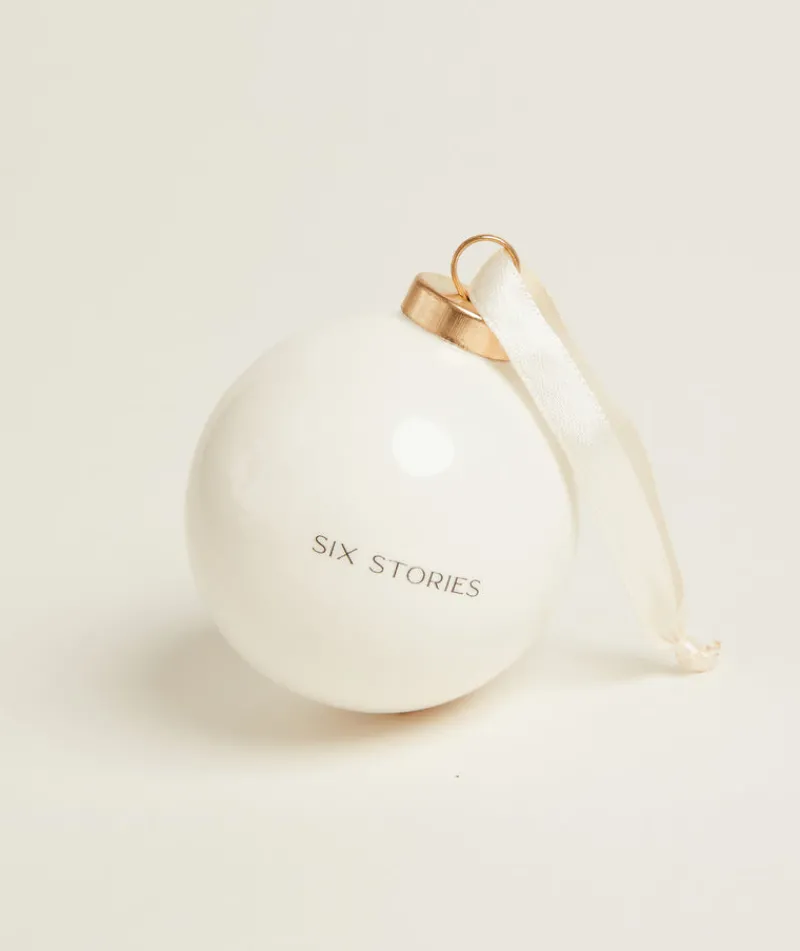 Clearance Six Stories In Love' Christmas Bauble - Ivory