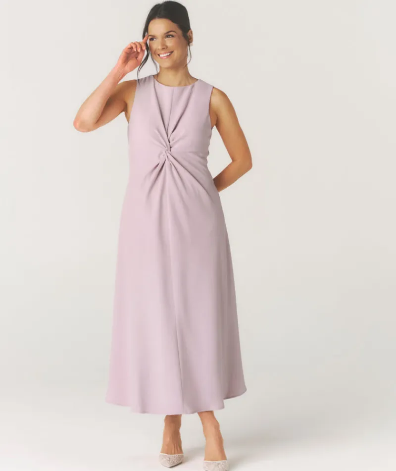 Clearance Six Stories Knot Detail Sleeveless Midi Dress - Pale Lilac