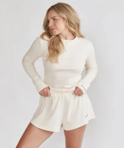 Best Six Stories Long Sleeve Pointelle Pyjama Top & Wide Leg Trouser Pyjama Set - Rosewater