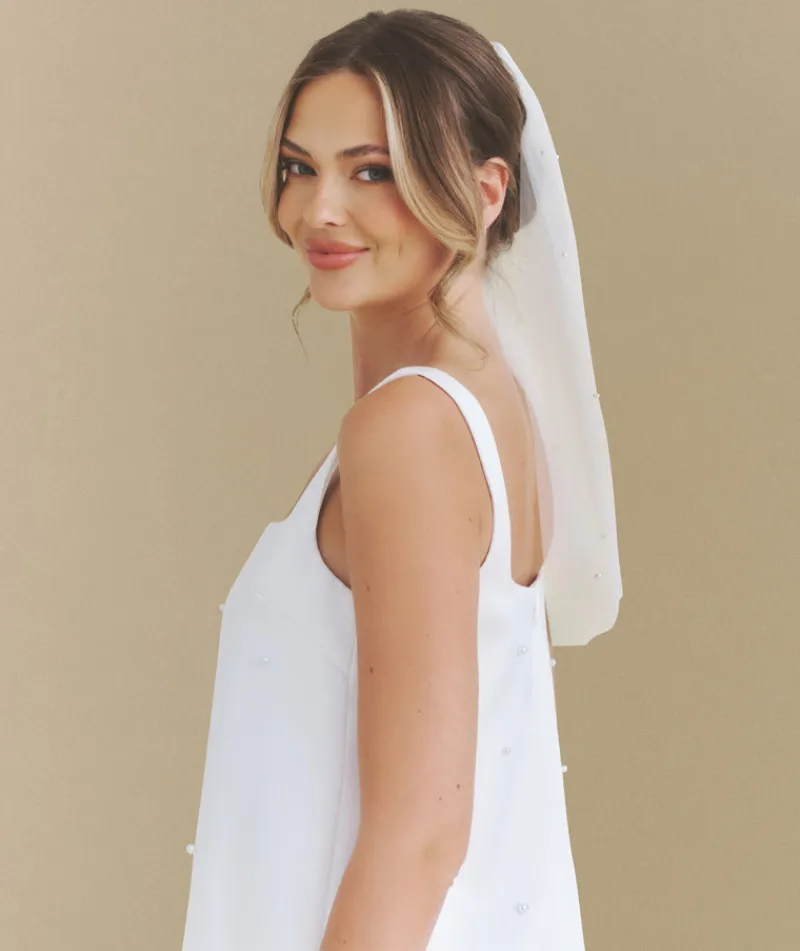 New Six Stories Pearl Tulle Veil