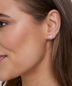 Six Stories Personalised Mrs Earrings - White Gold