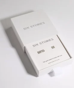Six Stories Personalised Mrs Earrings - White Gold