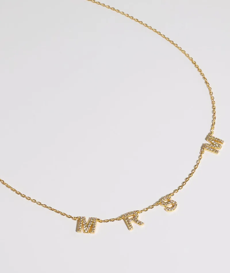 Online Six Stories Personalised Mrs Necklace - Gold