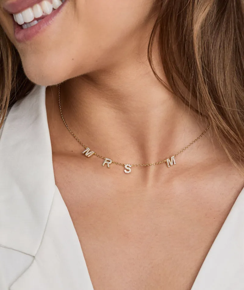 Online Six Stories Personalised Mrs Necklace - Gold