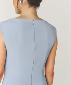 Clearance Six Stories Pleated Cap Sleeve Maxi Dress - Blue