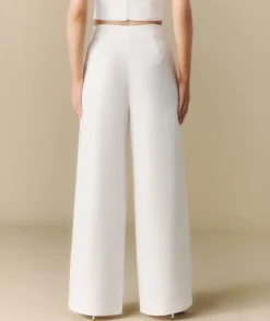 Hot Six Stories Pleated Wide Leg Trousers - Off White