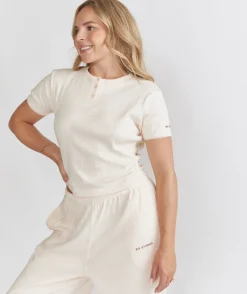 Discount Six Stories Pointelle Short Sleeve Pyjama Top - Rosewater