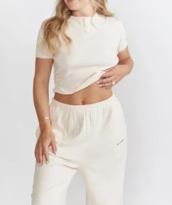 Discount Six Stories Pointelle Short Sleeve Pyjama Top - Rosewater