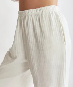 Discount Six Stories Pointelle Wide Leg Pyjama Trousers - Coconut