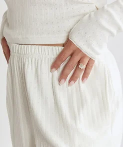 Discount Six Stories Pointelle Wide Leg Pyjama Trousers - Coconut