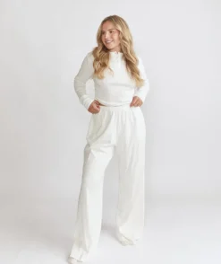 Discount Six Stories Pointelle Wide Leg Pyjama Trousers - Coconut