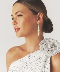 New Six Stories Polka Corsage Tiered Midaxi Dress - White