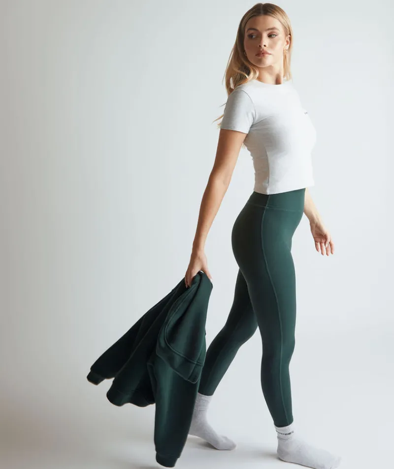 Six Stories Premium Branded Leggings - Forest Green
