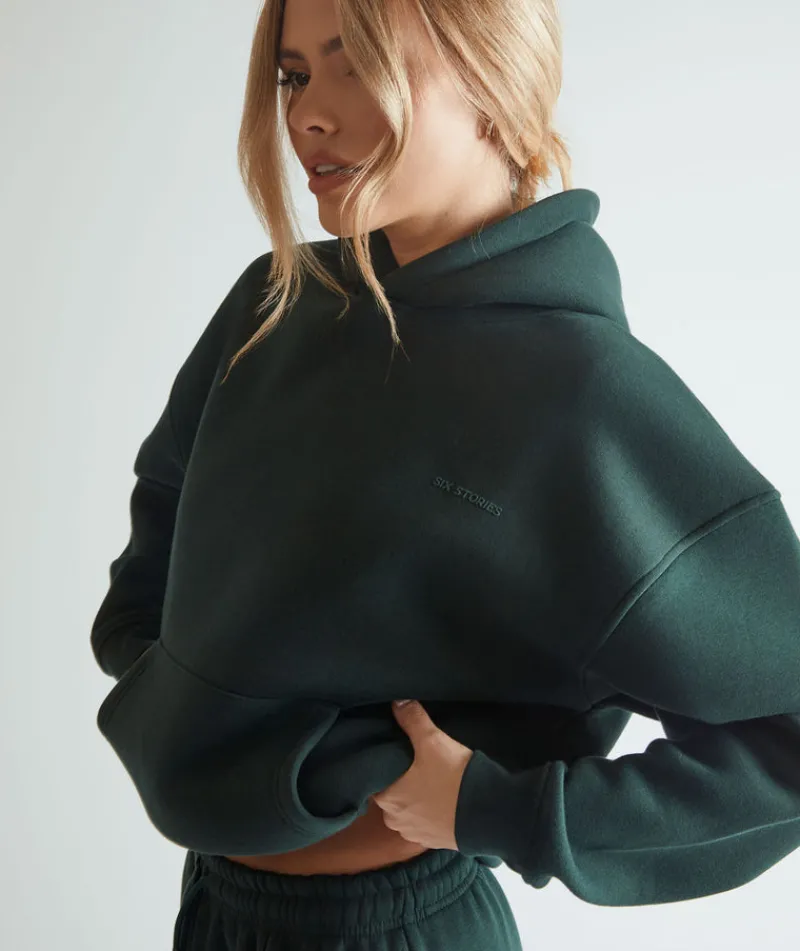 Discount Six Stories Relaxed Hoodie - Forest Green