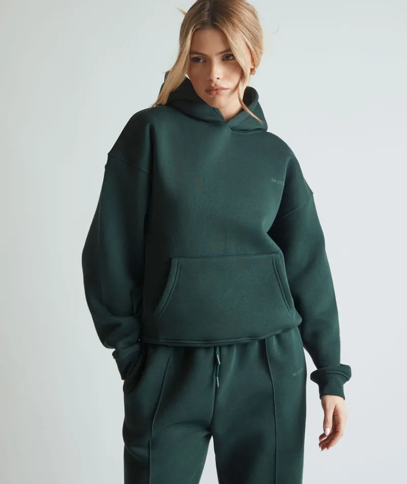 Discount Six Stories Relaxed Hoodie - Forest Green
