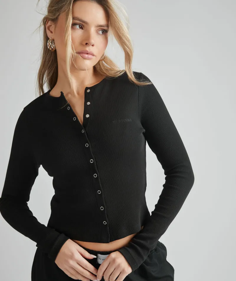 Best Six Stories Ribbed Cardigan - Black