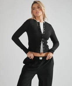 Best Six Stories Ribbed Cardigan - Black