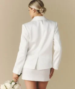 Discount Six Stories Satin Tailored Jacket - White
