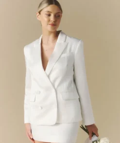 Discount Six Stories Satin Tailored Jacket - White